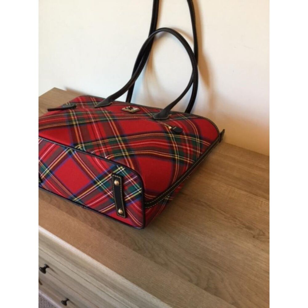 Dooney & Burke Red Plaid Tartan Tote w/Black Leather Trim NWOT - Picture 11 of 11